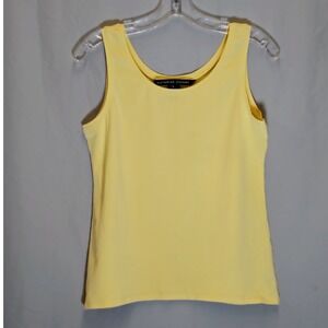 Catherine Stewart Womens Large Yellow Cotton Lycra Scoop Neck Tank Top Sleeveles